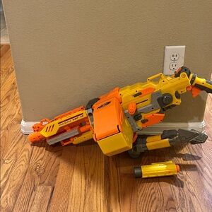 Nerf Vulcan EBF-25 Dart Blaster Toy Gun with Tripod & Ammo Box - Yellow Orange